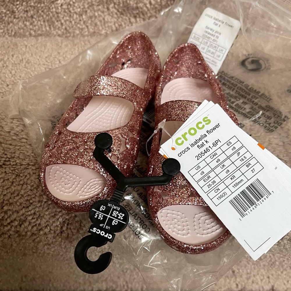 New Crocs Toddler Girl Isabella Flower Flat Sandal - Picture 12 of 13
